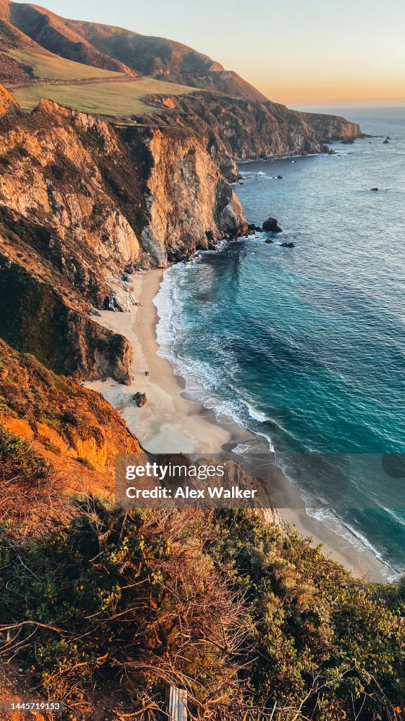 Big Sur Californian Coastline at sunset.
