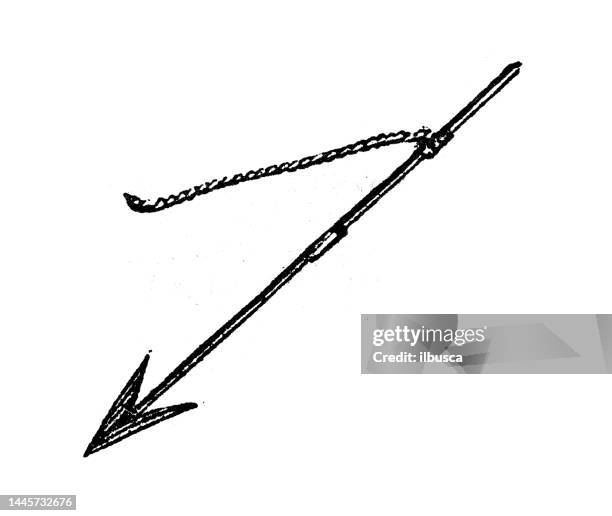 stockillustraties, clipart, cartoons en iconen met antique engraving illustration: harpoon - harpoen