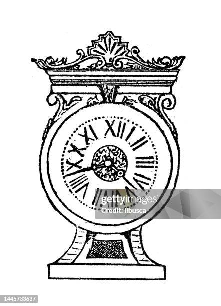 antike stichillustration: uhr - antique clocks stock-grafiken, -clipart, -cartoons und -symbole