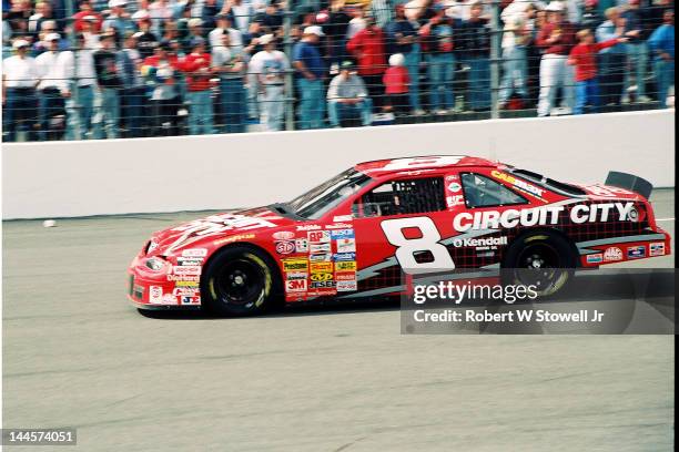 Circuit City's car on the track during the Winston Cup Race at the Charlotte Motor Speedway, Charlotte, North Carolina, 1997.