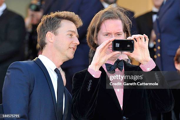 Actor Edward Norton and Wes Anderson attend opening ceremony and "Moonrise Kingdom" premiere during the 65th Annual Cannes Film Festival at Palais...