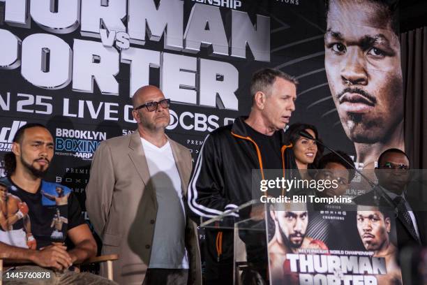 Shawn Porter and Keith Thurman face eachother and speak to the Press prior to their WBA Welterweight title fight at The Dream Hotel on June 23, 2016...