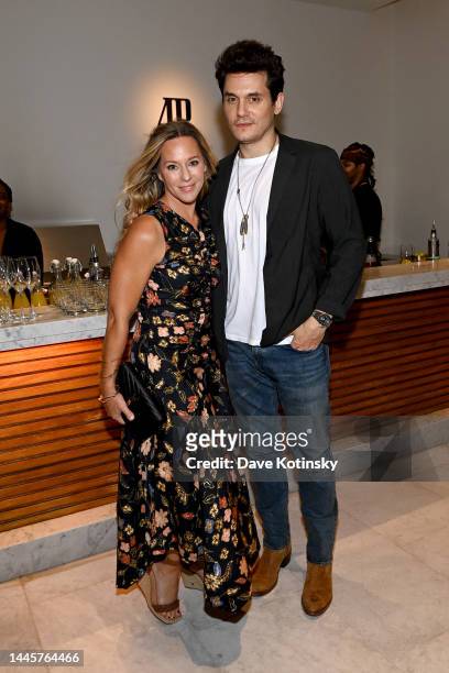 Ginny Wright and John Mayer attend Audemars Piguet 2022 Art Basel Event with Nina Chanel Abney and Ghetto Gastro on November 29, 2022 in Miami,...