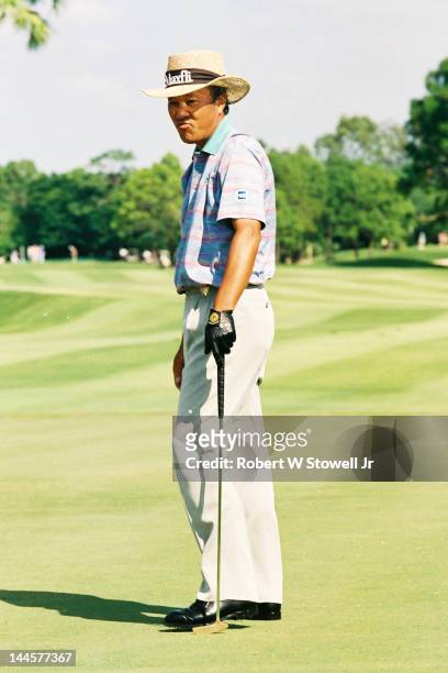 Japanese golfer Isao Aoki on the course during the PGA Seniors' Championship at the PGA National Golf Club, Palm Beach Gardens, Florida, 1996.