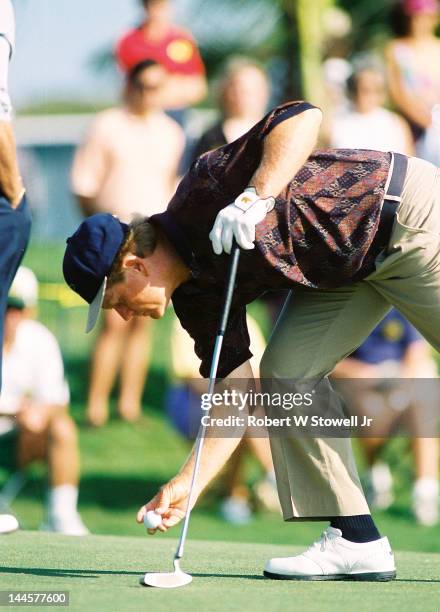 American golfer Jack Nicklaus on the course during the PGA Seniors' Championship at the PGA National Golf Club, Palm Beach Gardens, Florida, 1996.