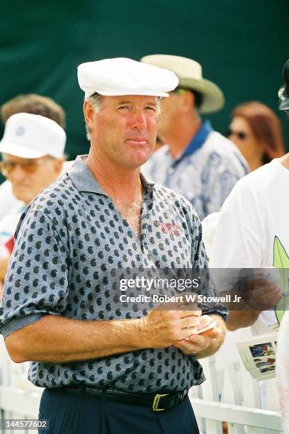 American golfer Tom Weiskopf autographs golf ball during the PGA Seniors' Championship at the PGA National Golf Club, Palm Beach Gardens, Florida,...