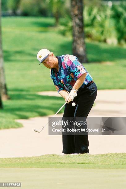 American golfer Jack Nicklaus on the course during the PGA Seniors' Championship at the PGA National Golf Club, Palm Beach Gardens, Florida, 1996.