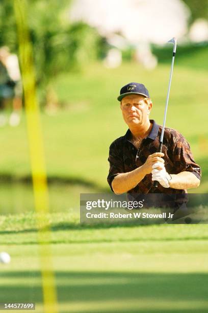 American golfer Jack Nicklaus on the course during the PGA Seniors' Championship at the PGA National Golf Club, Palm Beach Gardens, Florida, 1996.