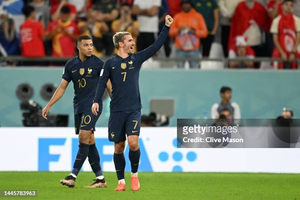 Antoine Griezmann of France celebrates after scoring a goal that was ruled offside after a Video Assistant Referee reviewduring the FIFA World Cup...