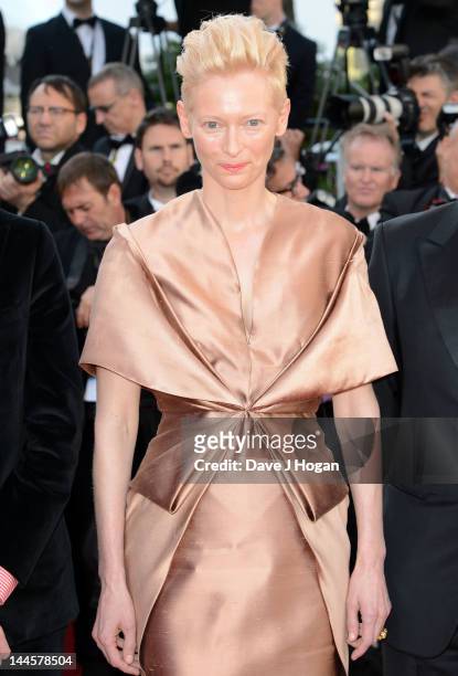 Tilda Swinton attends opening ceremony and "Moonrise Kingdom" premiere during the 65th Annual Cannes Film Festival at Palais des Festivals on May 16,...