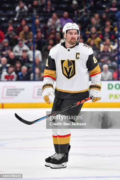 Mark Stone of the Vegas Golden Knights skates during the overtime period of a game against the Columbus Blue Jackets at Nationwide Arena on November...