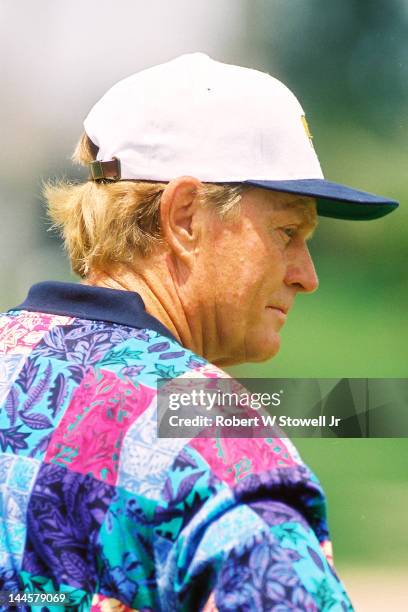 American golfer Jack Nicklaus on the course during the PGA Seniors' Championship at the PGA National Golf Club, Palm Beach Gardens, Florida, 1996.