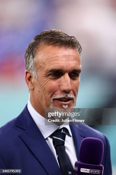 Gabriel Batistuta is seen prior to the FIFA World Cup Qatar 2022 Group C match between Poland and Argentina at Stadium 974 on November 30, 2022 in...