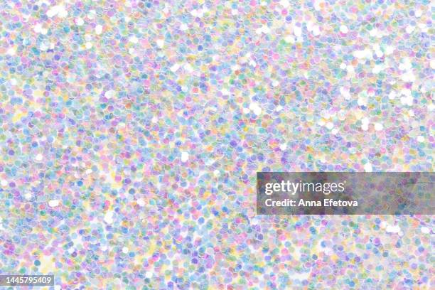 festive holographic glittering background. new year and christmas celebration concept. bright backdrop for your design with copy space. it's also can be perfect background for birthday and carnival - holograma imagens e fotografias de stock
