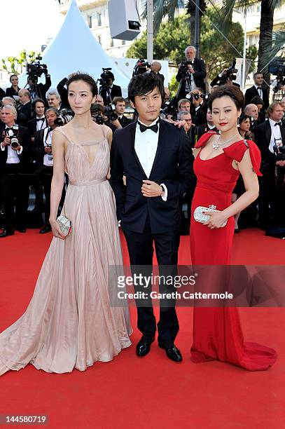 Qi Xi, Qin Hao and Qi Xi attend opening ceremony and "Moonrise Kingdom" premiere during the 65th Annual Cannes Film Festival at Palais des Festivals...