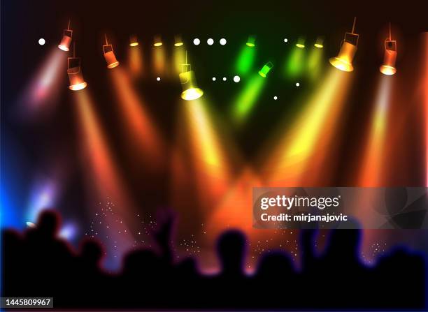 concert hall with people silhouettes - concert stock illustrations
