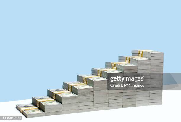 money growth - us paper currency - stacking stock pictures, royalty-free photos & images