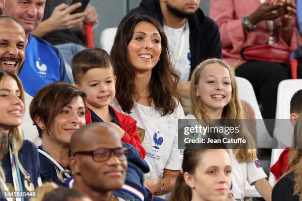 Olivier Giroud of France's wife Jennifer Giroud attends the FIFA World Cup Qatar 2022 Group D match between Tunisia and France at Education City...