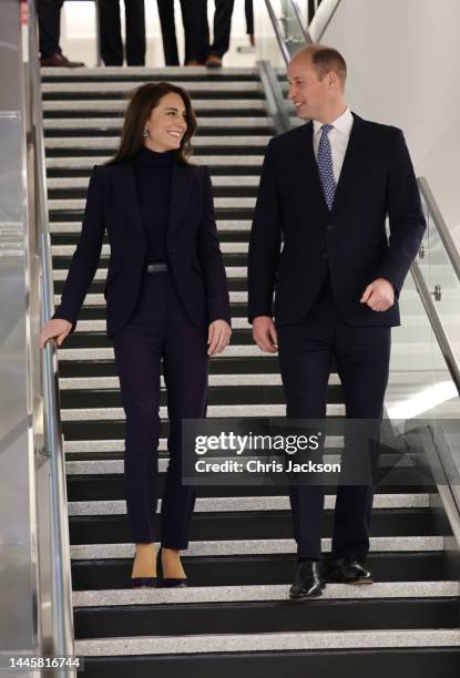 Catherine, Princess of Wales and Prince William, Prince of Wales arrive at Logan International Airport on November 30, 2022 in Boston, Massachusetts....