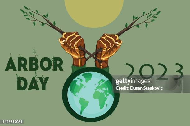 arbor day - save the planet stock illustrations