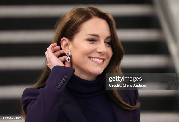 Catherine, Princess of Wales arrives at Logan International Airport on November 30, 2022 in Boston, Massachusetts. The Prince and Princess of Wales...