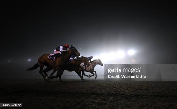 Belloccio ridden by Jamie Spencer wins the Unibet Wild Flower Stakes at Kempton Park on November 30, 2022 in Sunbury, England.