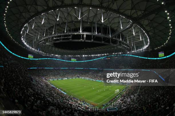 General view inside the stadium during the FIFA World Cup Qatar 2022 Group C match between Saudi Arabia and Mexico at Lusail Stadium on November 30,...