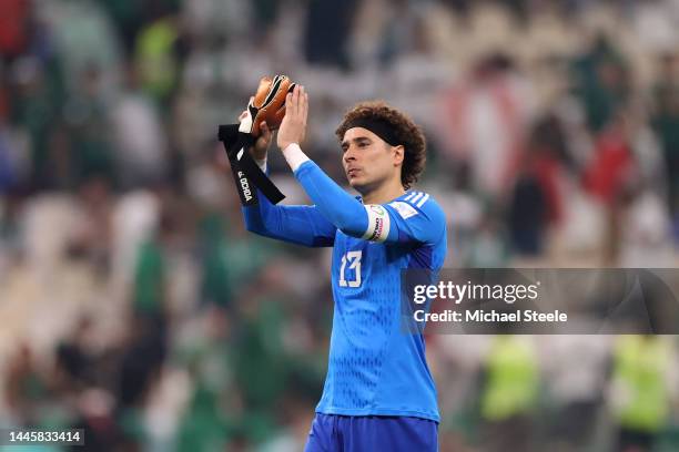 Guillermo Ochoa of Mexico applauds fans after the FIFA World Cup Qatar 2022 Group C match between Saudi Arabia and Mexico at Lusail Stadium on...
