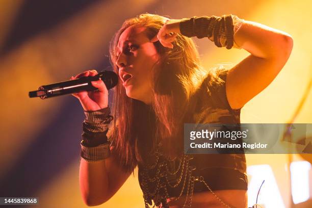 German-Canadian singer and songwriter Alice Merton performs on stage at Wizink Center on November 30, 2022 in Madrid, Spain.