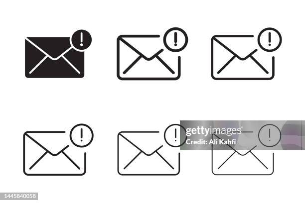 illustrazioni stock, clip art, cartoni animati e icone di tendenza di icona di avviso di posta elettronica - icona di notifica