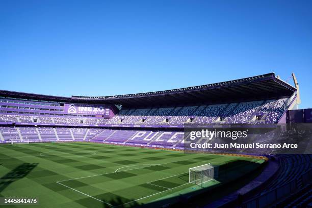 General view inside the stadium prior to the LaLiga Santander match between Real Valladolid CF and Elche CF at Estadio Municipal Jose Zorrilla on...