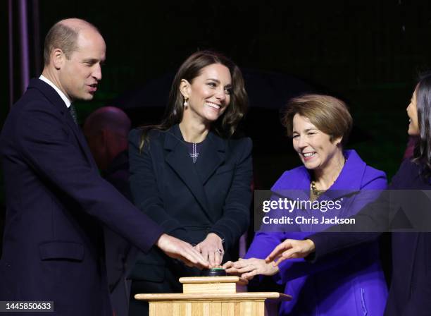 Prince William, Prince of Wales, and Catherine, Princess of Wales pose with governor-elect Maura Healey and Mayor Michelle Wu as they kick off...