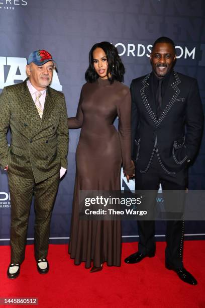 Christian Louboutin, Sabrina Dhowre Elba and Idris Elba attend the 36th Annual Footwear News Achievement Awards at Cipriani South Street on November...
