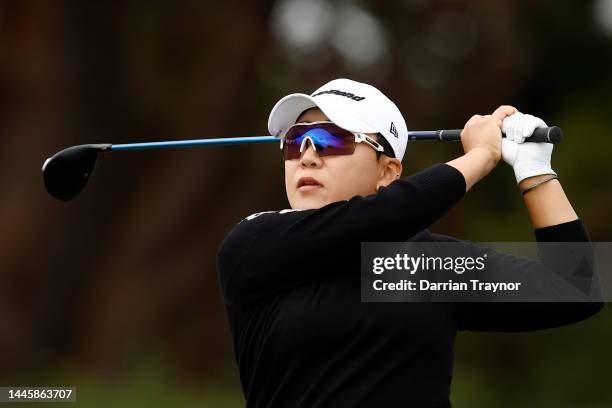 Jiyai Shin of Korea tees off on the 3rd hole during Day 1 of the 2022 ISPS HANDA Australian Open at Kingston Heath on December 01, 2022 in Melbourne,...