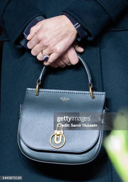 Catherine, Princess of Wales, bag detail, as she formally kicks off Earthshot celebrations by lighting up Boston City Hall on November 30, 2022 in...