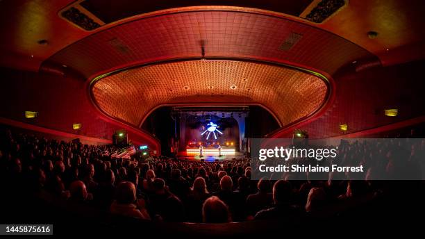 Johanna Soderberg and Klara Soderberg of First Aid Kit perform at Manchester Apollo on November 30, 2022 in Manchester, England.