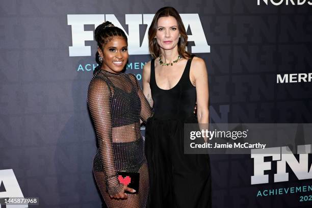 Deja Riley and Nikki Neuburger attend the 2022 Footwear News Achievement Awards at Cipriani South Street on November 30, 2022 in New York City.