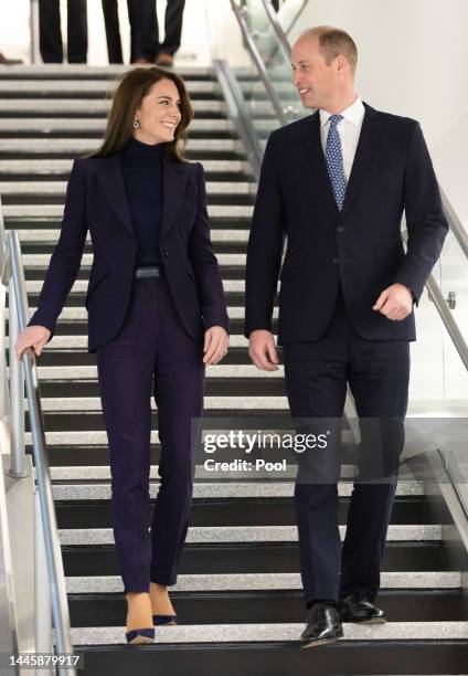 Catherine, Princess of Wales and Prince William, Prince of Wales arrive at Logan International Airport on November 30, 2022 in Boston, Massachusetts....