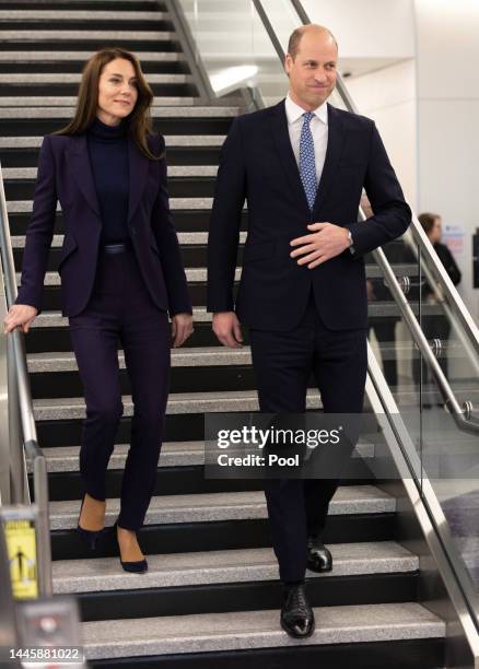 Catherine, Princess of Wales and Prince William, Prince of Wales arrive at Logan International Airport on November 30, 2022 in Boston, Massachusetts....