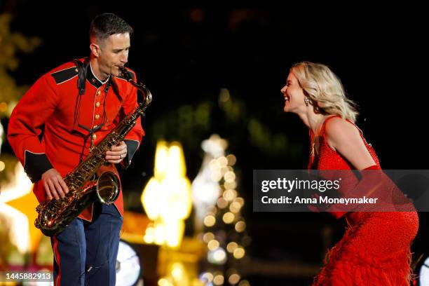 Singer-songwriter Joss Stone performs at the national Christmas tree lighting ceremony on the Ellipse on November 30, 2022 in Washington, DC....