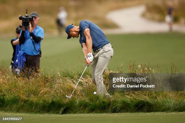 Adrian Meronk of Poland plays a shot during Day 1 of the 2022 ISPS HANDA Australian Open at Victoria Golf Club December 01, 2022 in Melbourne,...