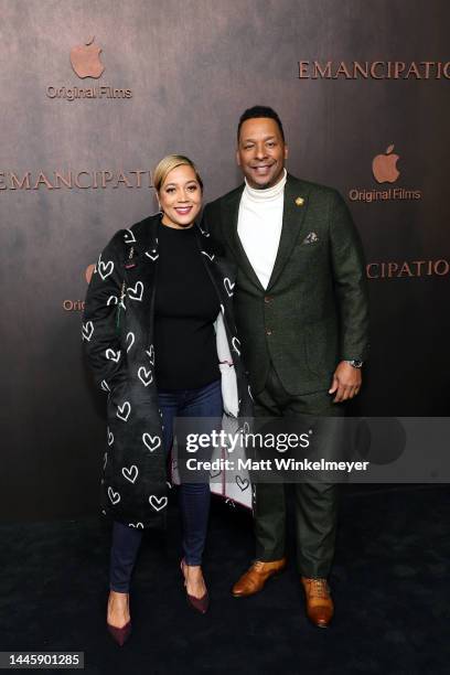 Roxanne Avent Taylor and Deon Taylor attend Apple Original Films' "Emancipation" Los Angeles premiere at Regency Village Theatre on November 30, 2022...