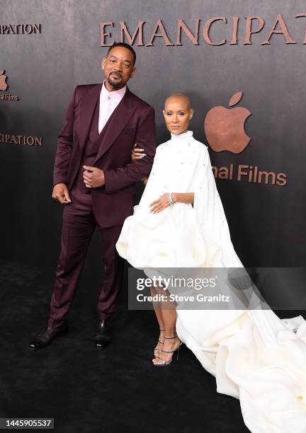 Will Smith and Jada Pinkett Smith arrives at the Apple Original Films' "Emancipation" Los Angeles Premiere at Regency Village Theatre on November 30,...