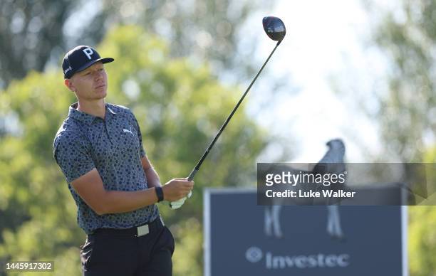 Matti Schmid of Germany tees off on the 15th hole during Day One of the Investec South African Open Championship at Blair Atholl Golf & Equestrian...