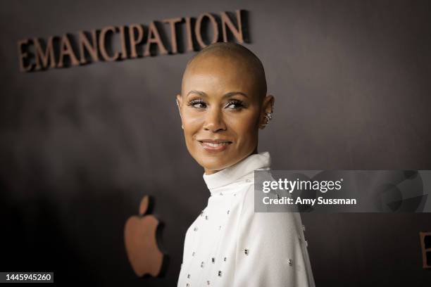 Jada Pinkett Smith attends the premiere of Apple Original Films' "Emancipation" at Regency Village Theatre on November 30, 2022 in Los Angeles,...
