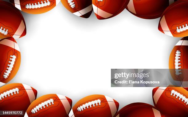 sport and victory concept in realistic style. soccer balls for playing american football on an isolated white background with space for text. - landslide victory stock illustrations