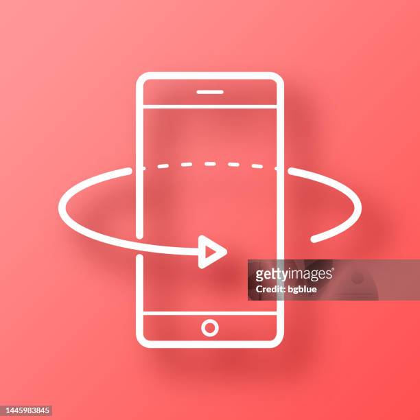 360 degree rotation with smartphone. icon on red background with shadow - 360 tablet stock illustrations