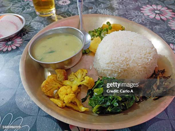 dal bhat, traditional nepali food - dal stock pictures, royalty-free photos & images