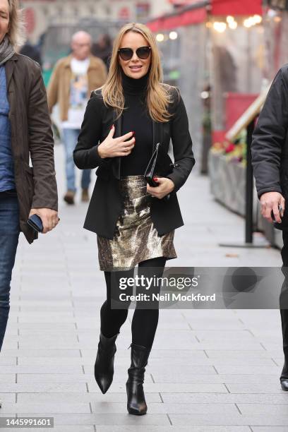 Amanda Holden leaving Heart Breakfast Radio Studios on December 01, 2022 in London, England.