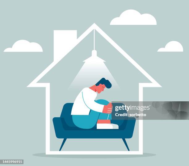 staying home - mature men stock illustrations